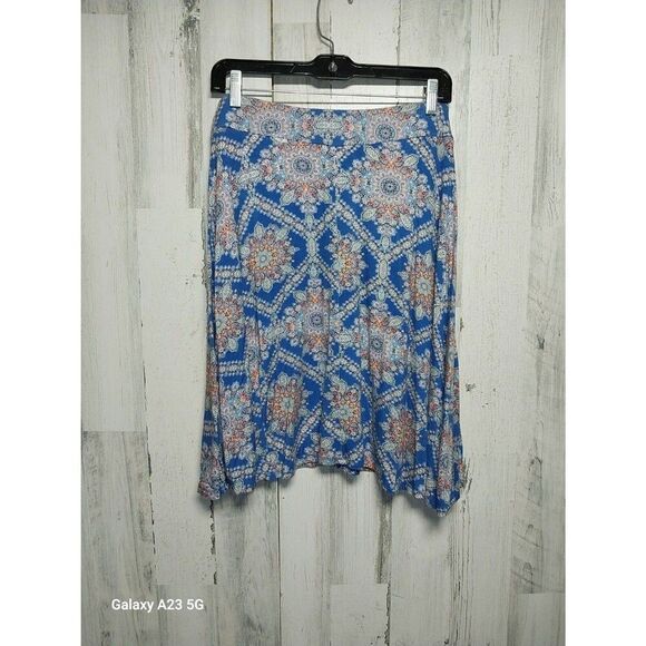 Renee C Stitch Fix Mini Skirt Medium Blue Boho Bohemian Flare - Picture 4 of 6